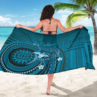 Samoa Tatau Marlin Sarong With Siapo Motifs Teal