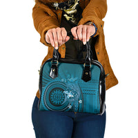 Samoa Tatau Marlin Shoulder Handbag With Siapo Motifs Teal