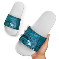 Samoa Tatau Marlin Slide Sandals With Siapo Motifs Teal