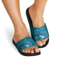 Samoa Tatau Marlin Slide Sandals With Siapo Motifs Teal