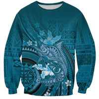 Samoa Tatau Marlin Sweatshirt With Siapo Motifs Teal