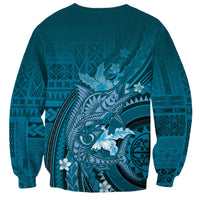 Samoa Tatau Marlin Sweatshirt With Siapo Motifs Teal