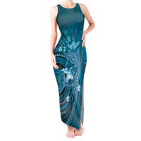 Samoa Tatau Marlin Tank Maxi Dress With Siapo Motifs Teal