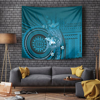 Samoa Tatau Marlin Tapestry With Siapo Motifs Teal