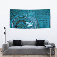 Samoa Tatau Marlin Tapestry With Siapo Motifs Teal