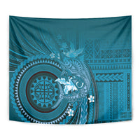 Samoa Tatau Marlin Tapestry With Siapo Motifs Teal