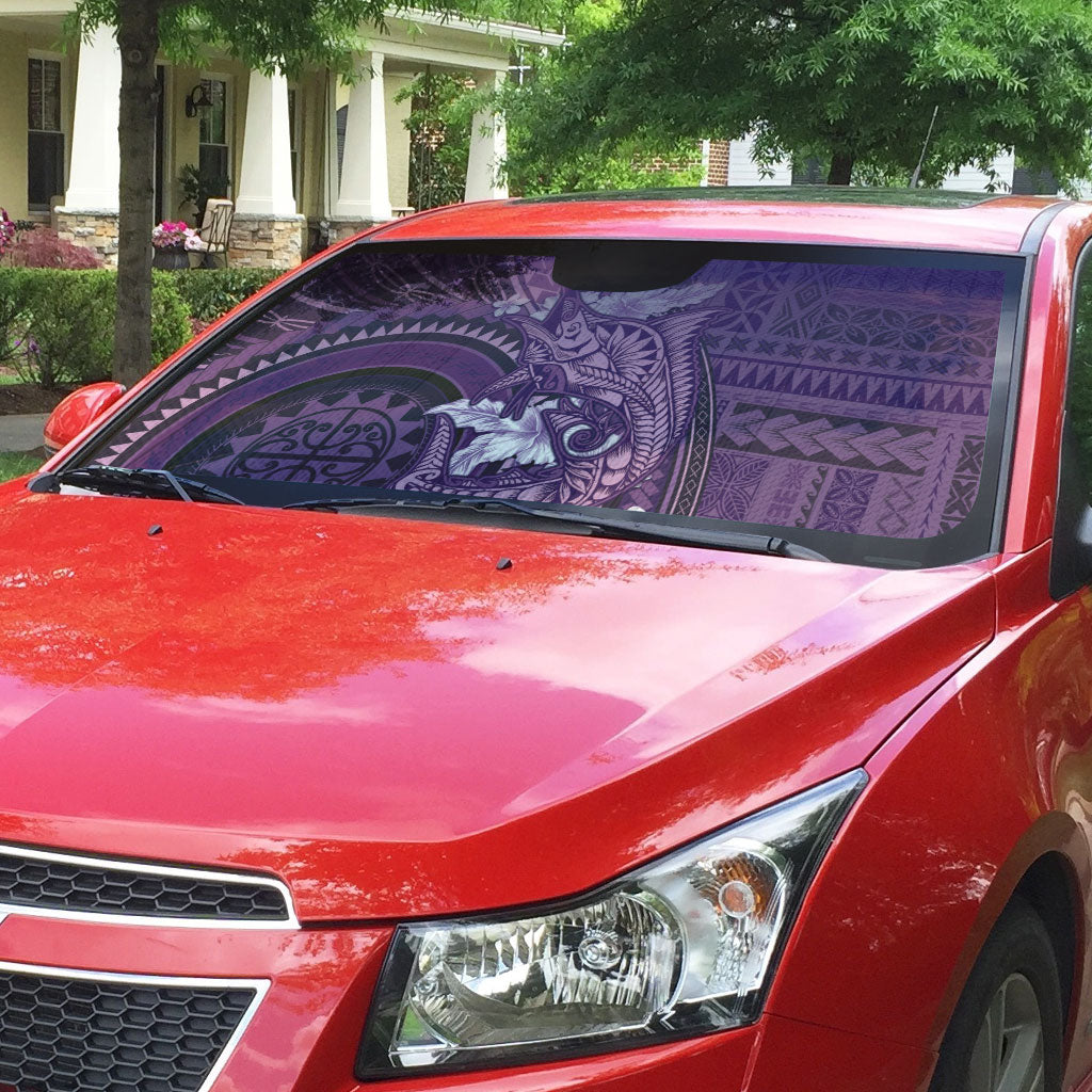 Samoa Tatau Marlin Auto Sun Shade With Siapo Motifs Violet