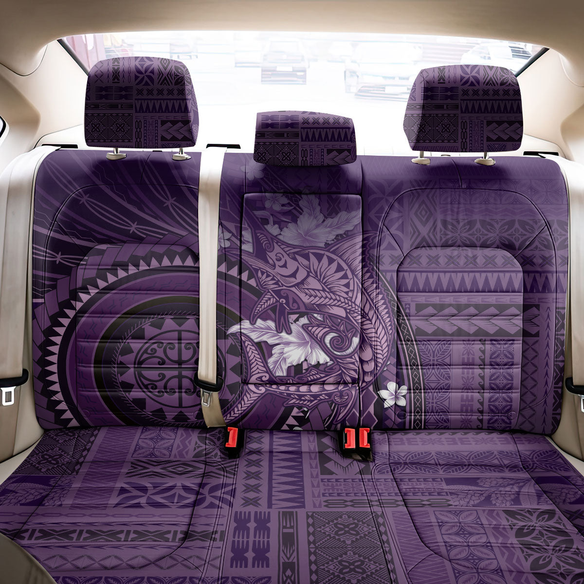 Samoa Tatau Marlin Back Car Seat Cover With Siapo Motifs Violet