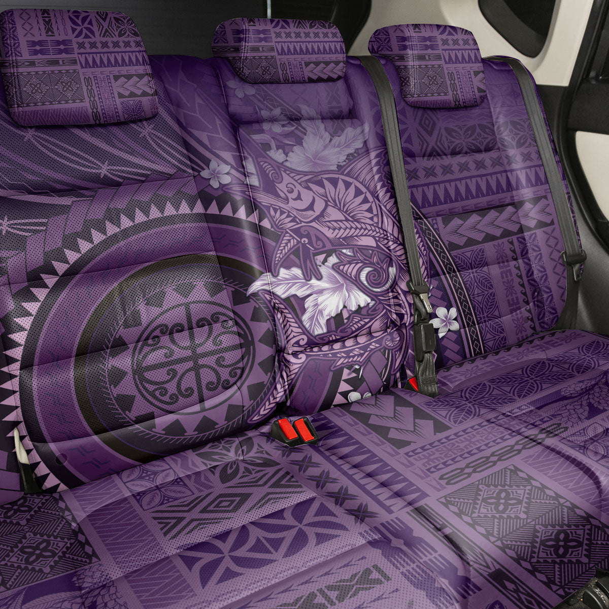 Samoa Tatau Marlin Back Car Seat Cover With Siapo Motifs Violet