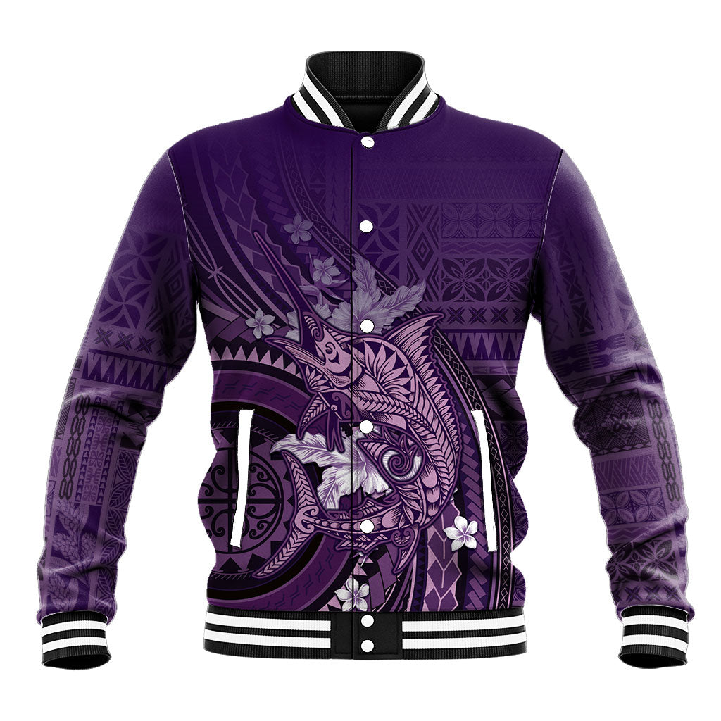 Samoa Tatau Marlin Baseball Jacket With Siapo Motifs Violet