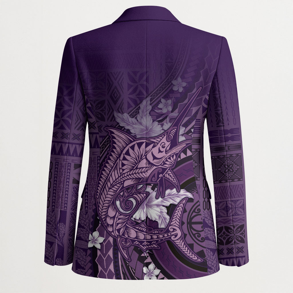 Samoa Tatau Marlin Blazer With Siapo Motifs Violet