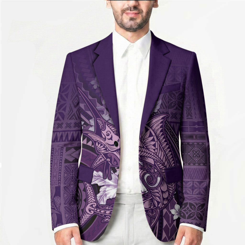 Samoa Tatau Marlin Blazer With Siapo Motifs Violet