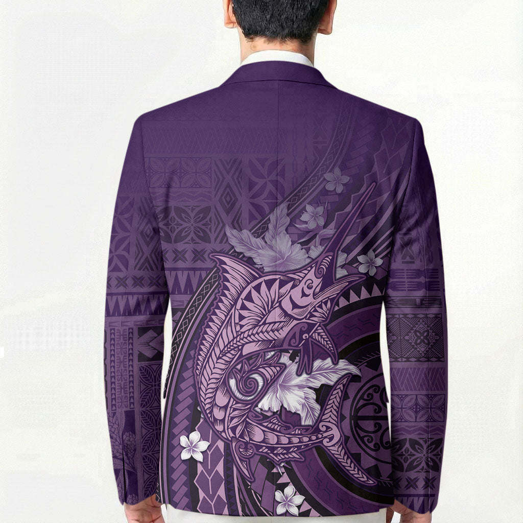 Samoa Tatau Marlin Blazer With Siapo Motifs Violet