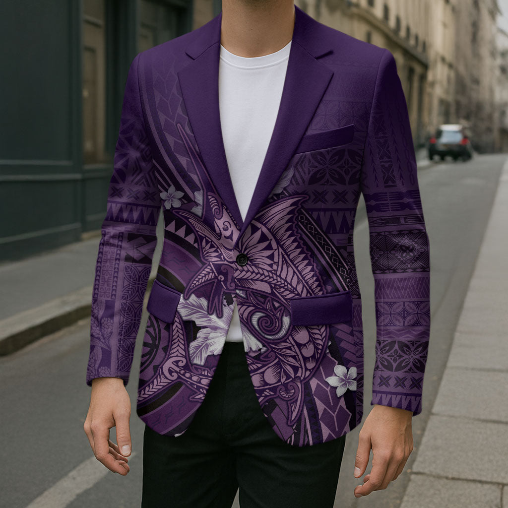 Samoa Tatau Marlin Blazer With Siapo Motifs Violet