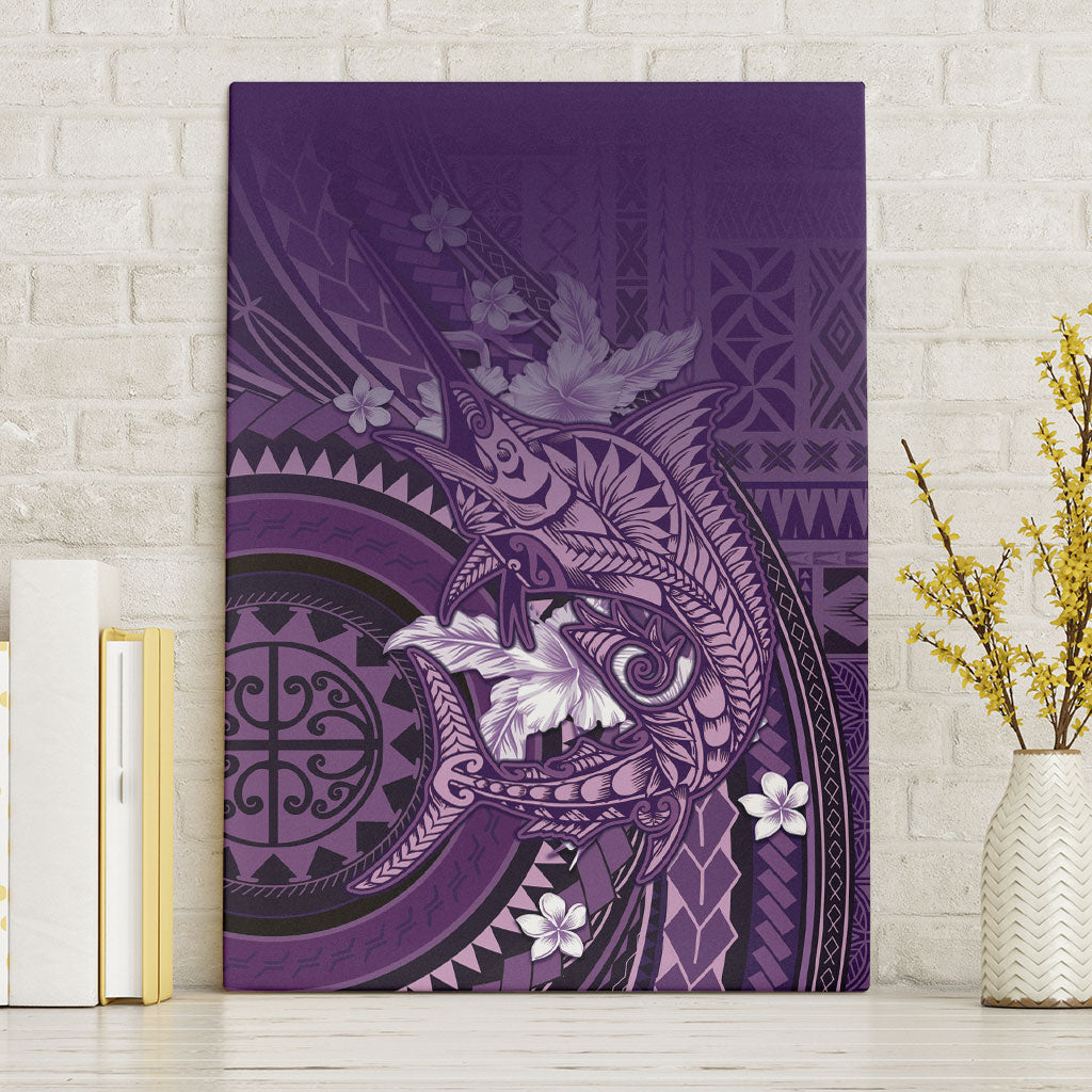 Samoa Tatau Marlin Canvas Wall Art With Siapo Motifs Violet