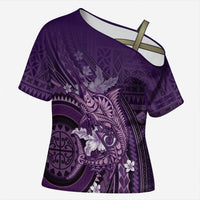 Samoa Tatau Marlin Cross Shoulder Shirt With Siapo Motifs Violet