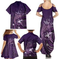 Samoa Tatau Marlin Family Matching Summer Maxi Dress and Hawaiian Shirt With Siapo Motifs Violet LT05 - Polynesian Pride