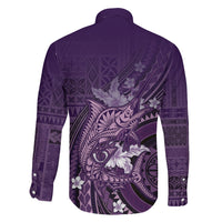 Samoa Tatau Marlin Family Matching Summer Maxi Dress and Hawaiian Shirt With Siapo Motifs Violet LT05 - Polynesian Pride