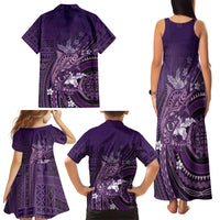 Samoa Tatau Marlin Family Matching Tank Maxi Dress and Hawaiian Shirt With Siapo Motifs Violet LT05 - Polynesian Pride