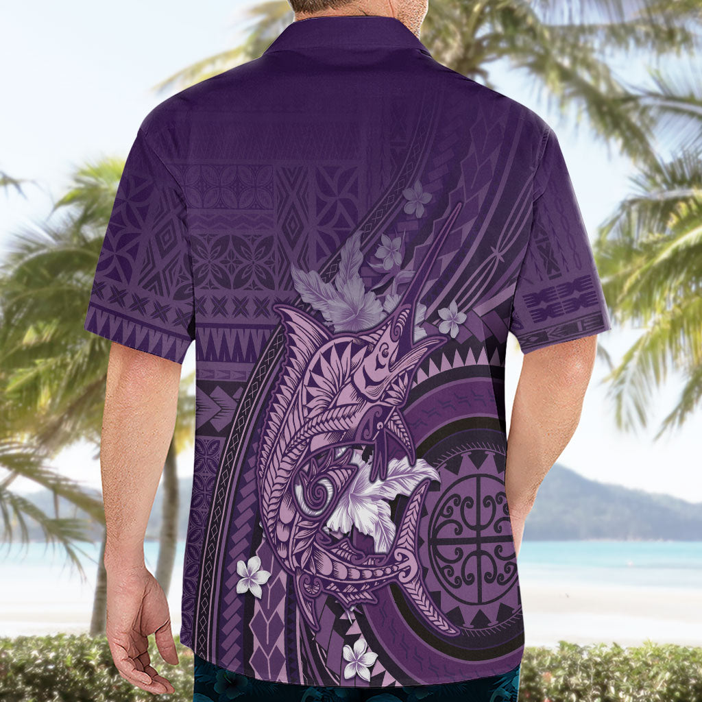 Samoa Tatau Marlin Hawaiian Shirt With Siapo Motifs Violet