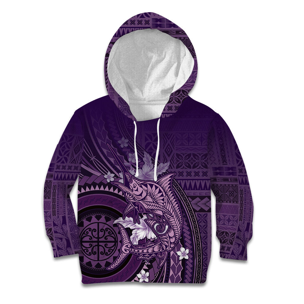 Samoa Tatau Marlin Kid Hoodie With Siapo Motifs Violet