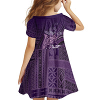 Samoa Tatau Marlin Kid Short Sleeve Dress With Siapo Motifs Violet