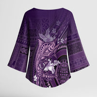 Samoa Tatau Marlin Kimono Sleeve Blouse With Siapo Motifs Violet