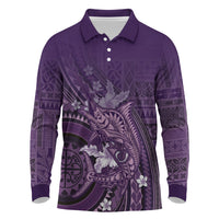 Samoa Tatau Marlin Long Sleeve Polo Shirt With Siapo Motifs Violet