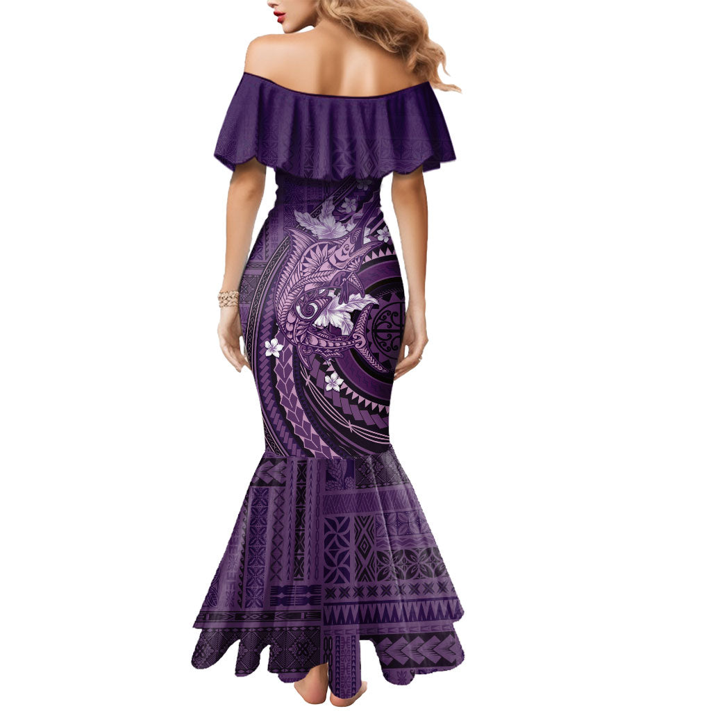 Samoa Tatau Marlin Mermaid Dress With Siapo Motifs Violet