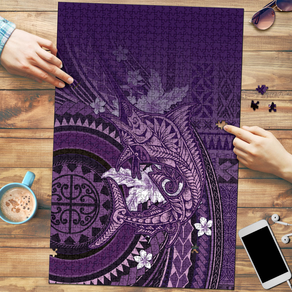 Samoa Tatau Marlin Puzzle With Siapo Motifs Violet