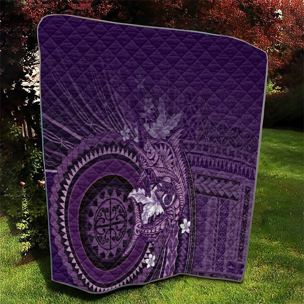 Samoa Tatau Marlin Quilt With Siapo Motifs Violet