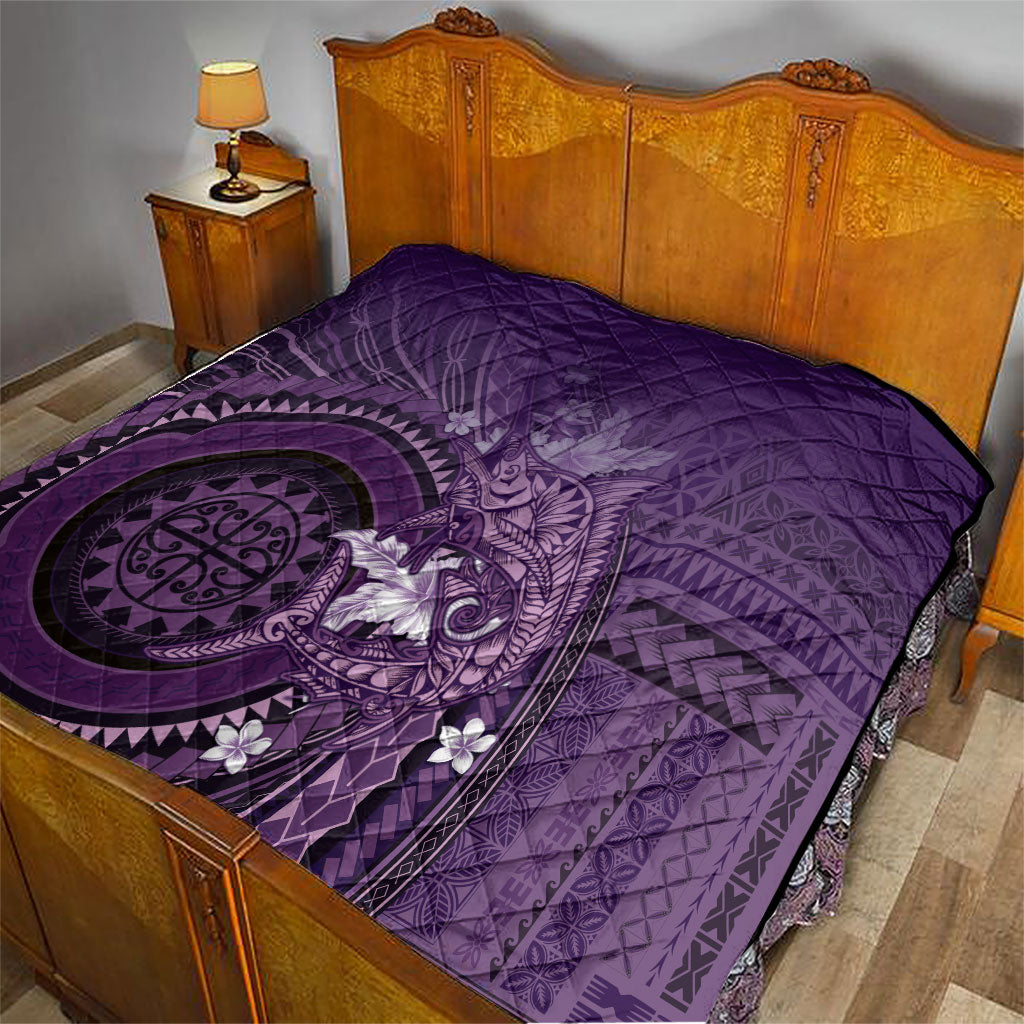 Samoa Tatau Marlin Quilt With Siapo Motifs Violet