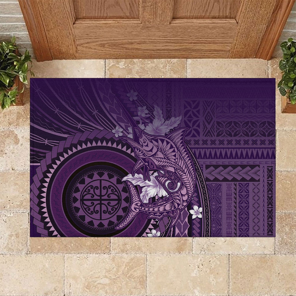 Samoa Tatau Marlin Rubber Doormat With Siapo Motifs Violet