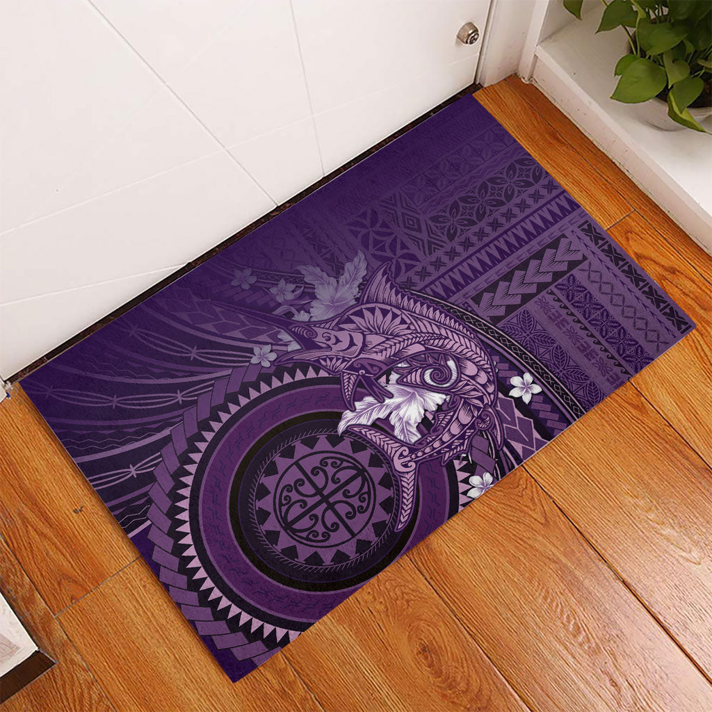 Samoa Tatau Marlin Rubber Doormat With Siapo Motifs Violet
