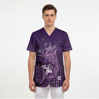 Samoa Tatau Marlin Scrub Top With Siapo Motifs Violet