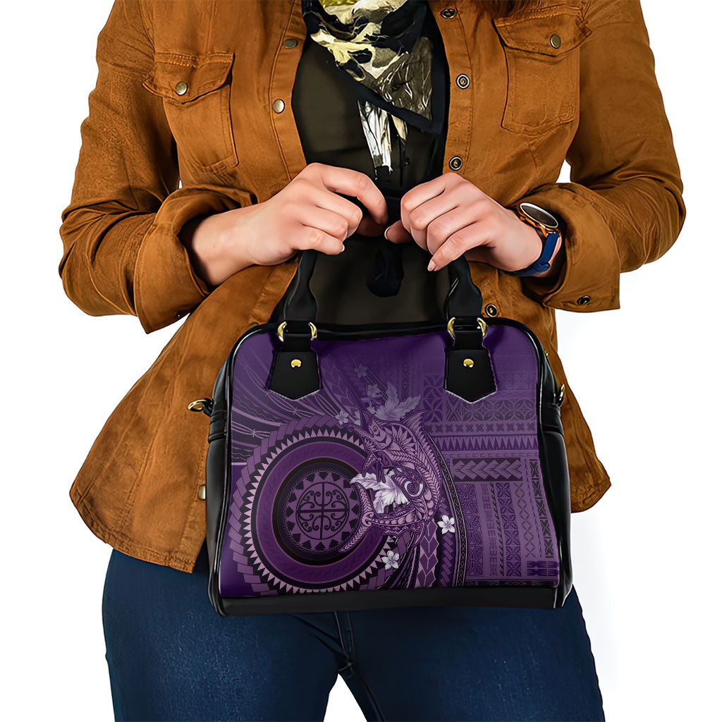 Samoa Tatau Marlin Shoulder Handbag With Siapo Motifs Violet