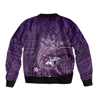 Samoa Tatau Marlin Sleeve Zip Bomber Jacket With Siapo Motifs Violet