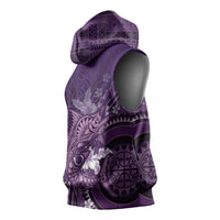 Samoa Tatau Marlin Sleeveless Hoodie With Siapo Motifs Violet