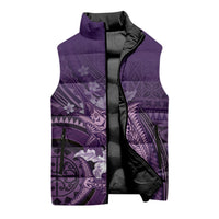 Samoa Tatau Marlin Sleeveless Puffer Jacket With Siapo Motifs Violet