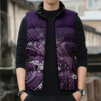 Samoa Tatau Marlin Sleeveless Puffer Jacket With Siapo Motifs Violet