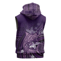 Samoa Tatau Marlin Sleeveless Zip Hoodie With Siapo Motifs Violet