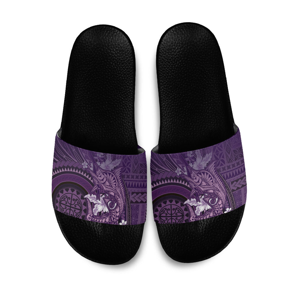Samoa Tatau Marlin Slide Sandals With Siapo Motifs Violet