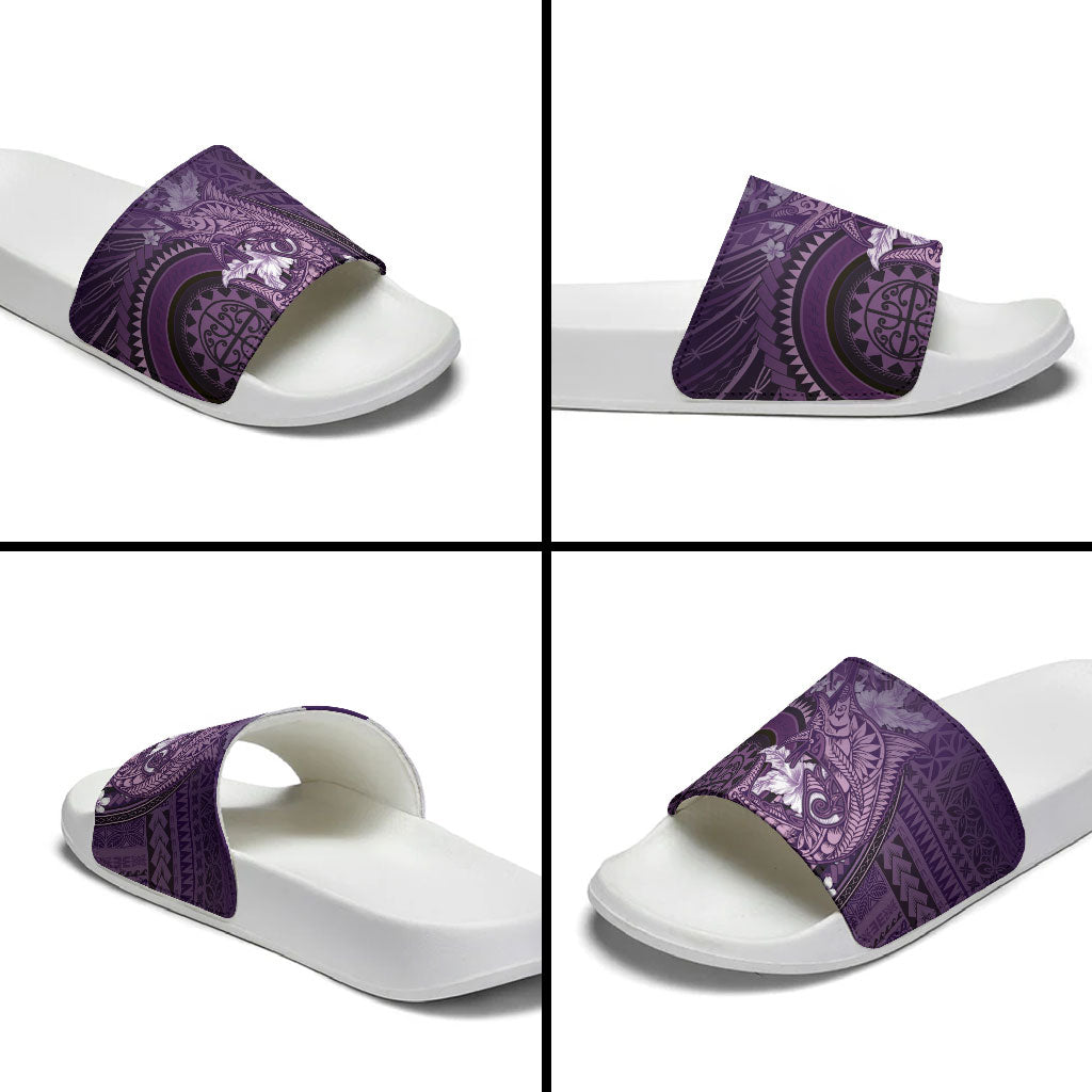 Samoa Tatau Marlin Slide Sandals With Siapo Motifs Violet