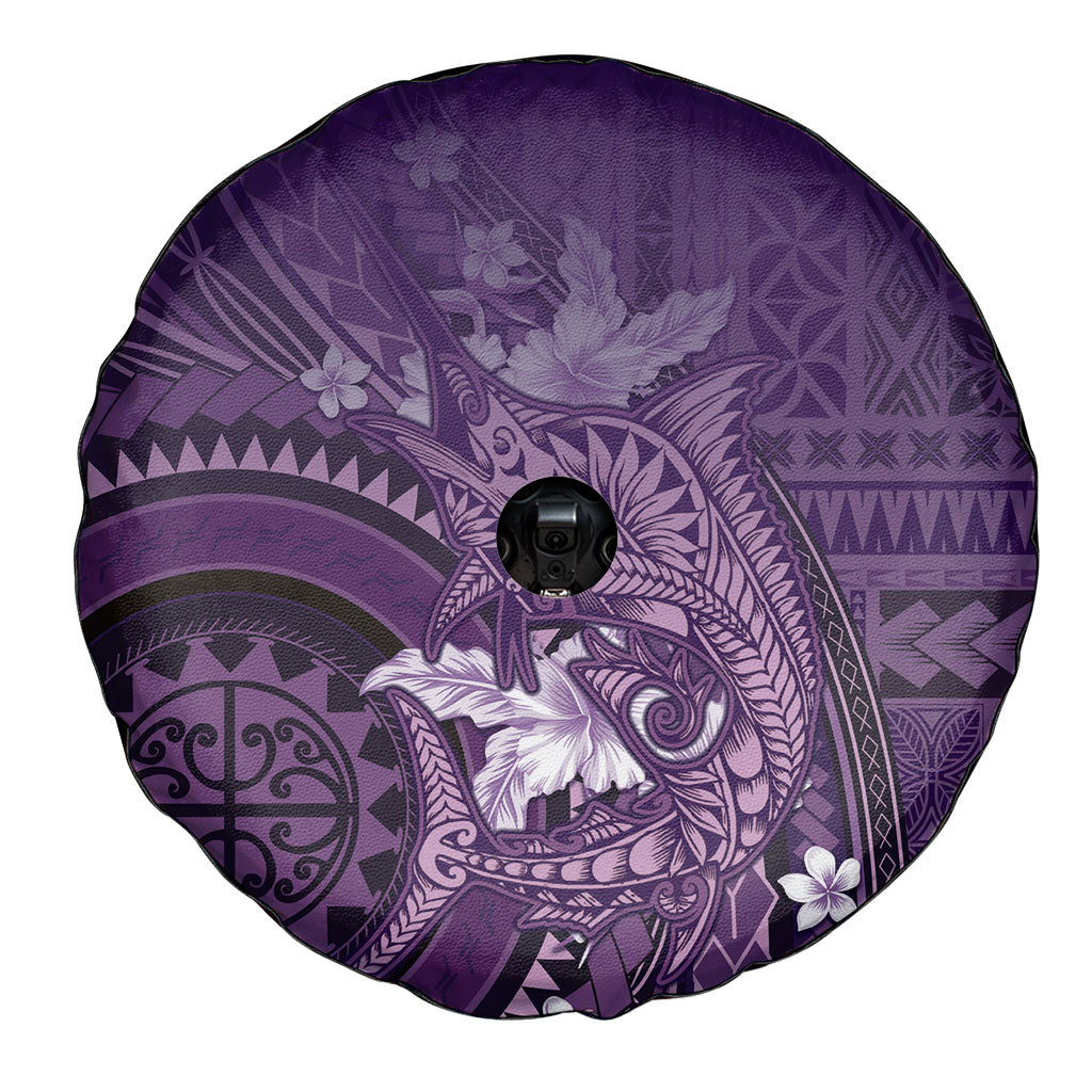 Samoa Tatau Marlin Spare Tire Cover With Siapo Motifs Violet