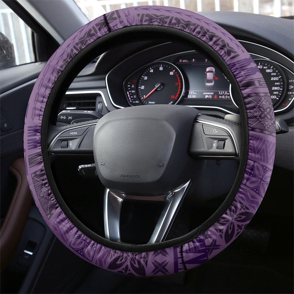 Samoa Tatau Marlin Steering Wheel Cover With Siapo Motifs Violet