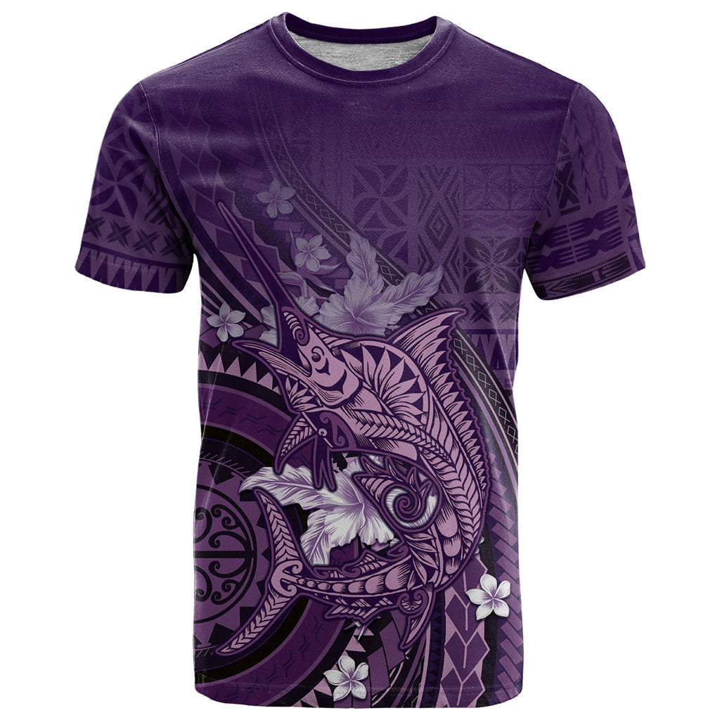 Samoa Tatau Marlin T Shirt With Siapo Motifs Violet