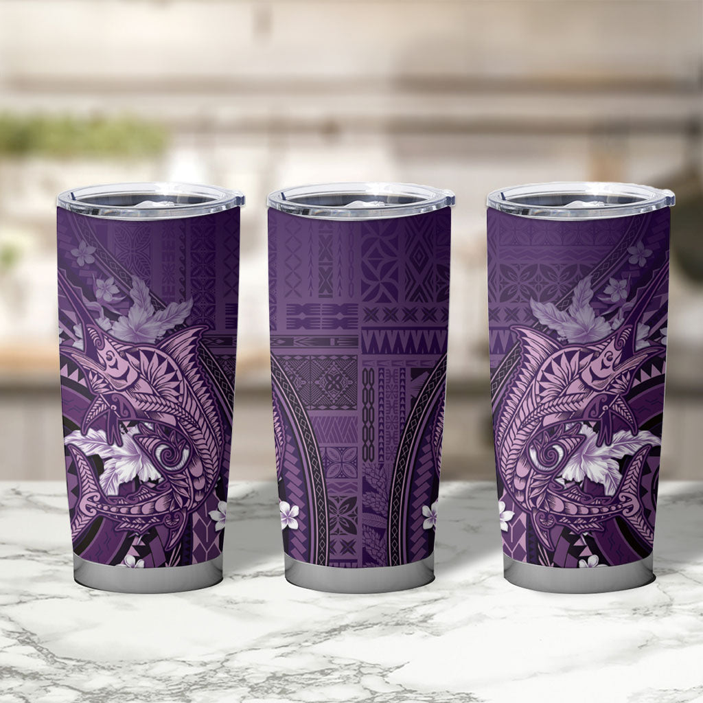 Samoa Tatau Marlin Tumbler Cup With Siapo Motifs Violet