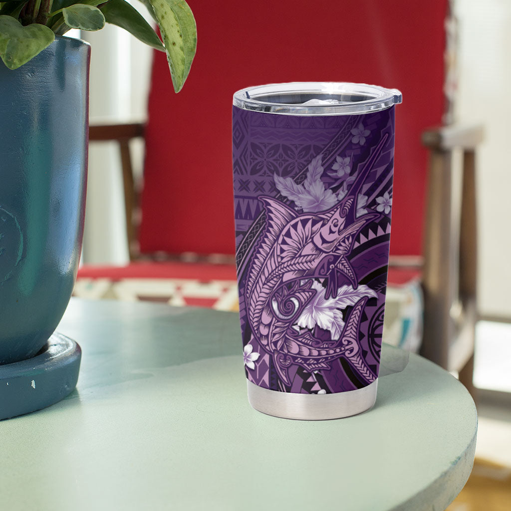 Samoa Tatau Marlin Tumbler Cup With Siapo Motifs Violet