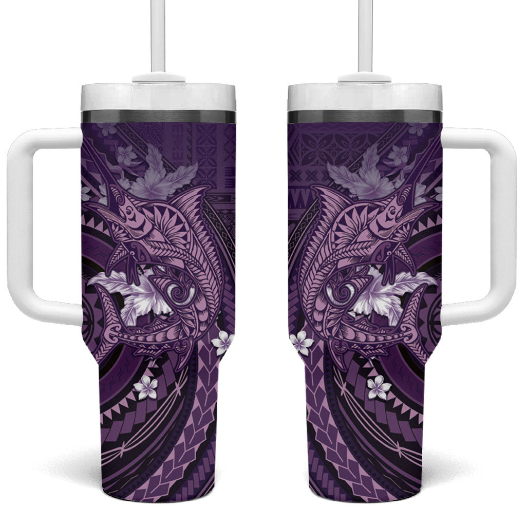 Samoa Tatau Marlin Tumbler With Handle With Siapo Motifs Violet