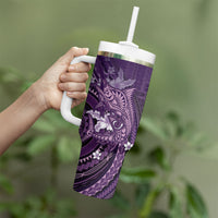 Samoa Tatau Marlin Tumbler With Handle With Siapo Motifs Violet
